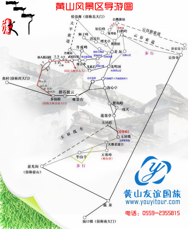 黄山旅游二日游导游图 黄山旅游二日游导游图