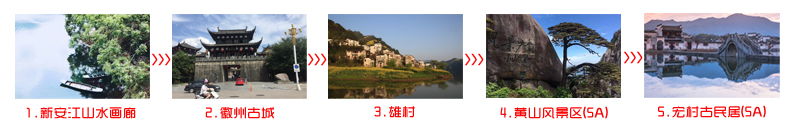 廊坊到黄山旅游团三日游途中景点游览顺序
