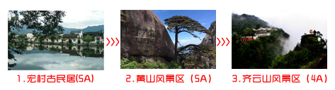 泰安到黄山旅游团三日游途中景点游览顺序图