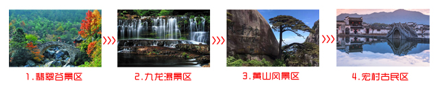 天津到黄山旅游团三日游途中景点顺序图