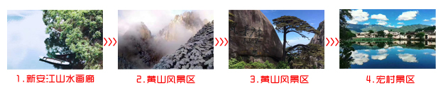 枣庄到黄山旅游团三日游途中景点顺序图