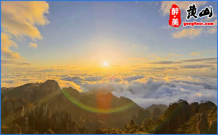 黄山晚霞、云海图 黄山导游摄 黄山晚霞、云海图 黄山导游摄